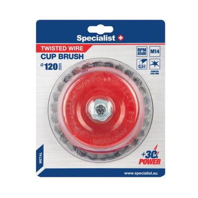 Specialist vielinė šlifavimo taurė suktos vielos 120 mm, M14