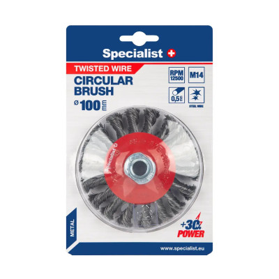 Specialist vielinis šlifavimo diskas suktos vielos 100 mm, M14