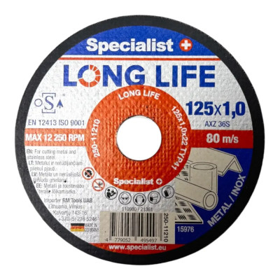 Specialist pjovimo diskas 125x1x22, 250-11210