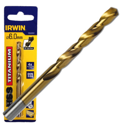 Irwin metalo grąžtas 01-2591 HSS Titanium 6 mm