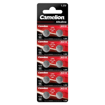 Camelion mikro elementai be gyvsidabrio AG10/LR54/LR1130/389/BP10 44/3-LR54 1.5V 10 vnt.