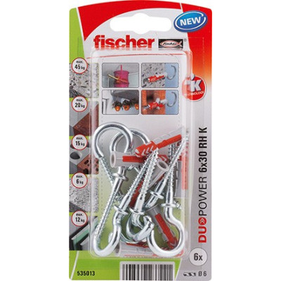 Fischer dvikomponentis kaištis DuoPower su C kabliu 61-35013B 6x30 mm 6 vnt.