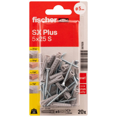 Fischer SX Plus S kaiščiai su varžtais 5x25 mm 20 vnt.