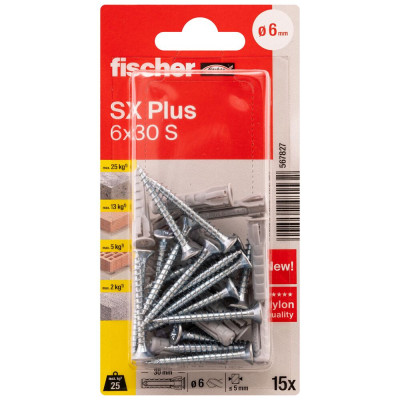 Fischer SX Plus S kaiščiai su varžtais 6x30 mm 15 vnt.