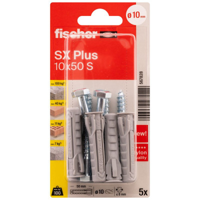 Fischer SX Plus S kaiščiai su varžtais 10x50 mm 5 vnt.