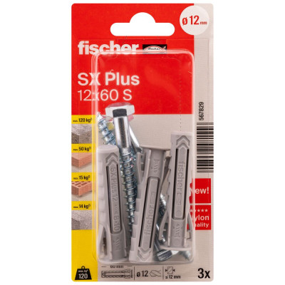 Fischer SX Plus S kaiščiai su varžtais 12x60 mm 3 vnt.