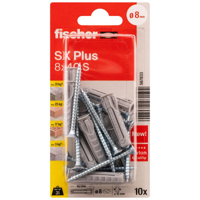 Fischer SX Plus S kaiščiai su varžtais 8x40 mm 10 vnt.