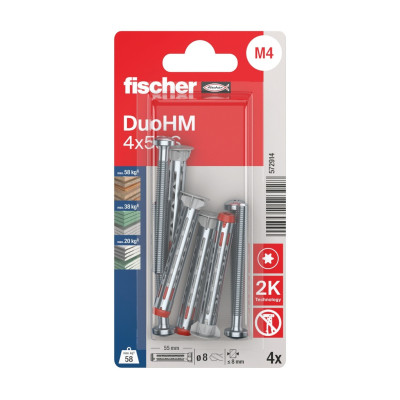 Fischer DuoHM 4x55 S PH TX kaiščiai tuščiavidurėms konstrukcijoms 4 vnt.