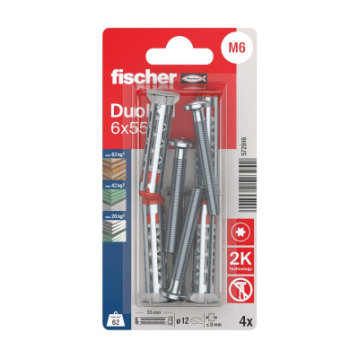 Fischer DuoHM 6x55 S PH TX kaiščiai tuščiavidurėms konstrukcijoms 4 vnt.