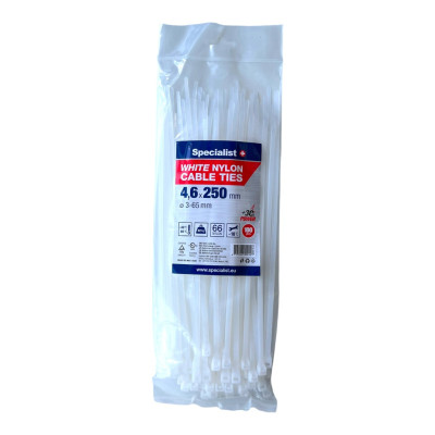Specialist nailoninis dirželis 81/3-4250B 4.6x250 mm baltas 100 vnt.