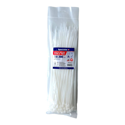 Specialist nailoninis dirželis 81/3-3302B 3.6x300 mm baltas 100 vnt.