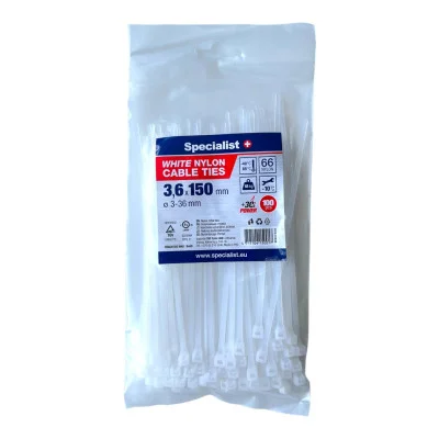 Specialist nailoninis dirželis 81/3-3140B 3.6x150 mm baltas 100 vnt.