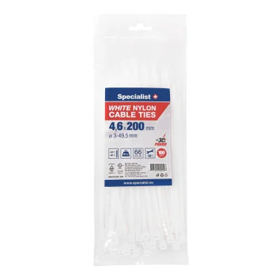 Specialist nailoninis dirželis 81/3-4200B 4.6x200 mm baltas 100 vnt.