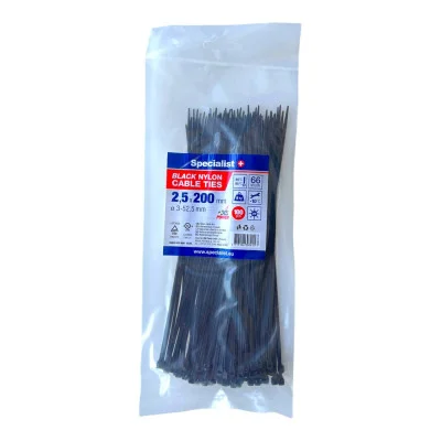 Specialist nailoninis dirželis 81/3-2202J 2.5x200 mm juodas 100 vnt.