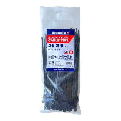 Specialist nailoninis dirželis 81/3-4200J 4.6x200 mm juodas 100 vnt.