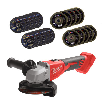 Milwaukee akumuliatorinis kampinis šlifuoklis M18 BLSAG125X-0, 18 V, 125 mm +10 P40