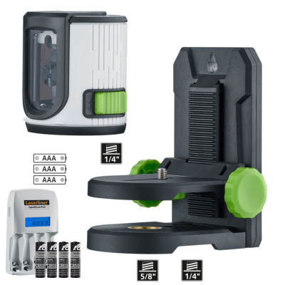 Laserliner žalias kryžminis lazerinis nivelyras EasyCross-Laser Green, ±0.5 mm/m, SpeedPowerPack