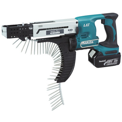 Makita gipso kartono suktuvas DFR750RTE, 2× 5,0 Ah, su lagaminu