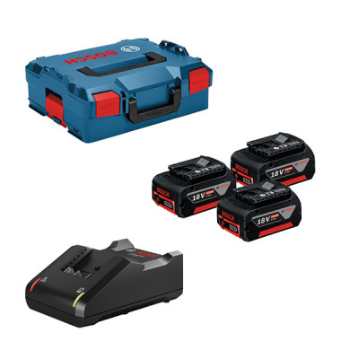 Bosch 3 × GBA 18V 5,0 Ah, GAL 18V-40, L-BOXX – akumuliatorių ir įkroviklio komplektas