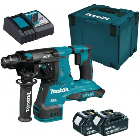 Akumuliatorinio perforatoriaus Makita DHR243RTJ rinkinys, 18 V, SDS-Plus, 2 x 5 Ah, įkroviklis + lagaminas