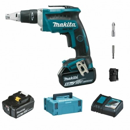 Akumuliatorinio suktuvo Makita DFS452RTJ rinkinys, 18 V, 2 x 5 Ah, įkroviklis + lagaminas