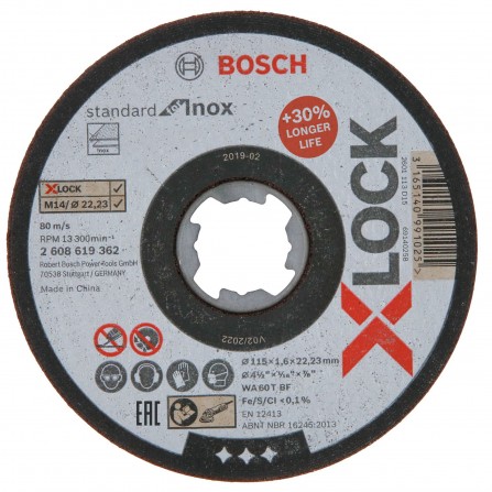 Pjovimo diskas Bosch X-LOCK Standard for Inox, 115 x 1,6 mm T41