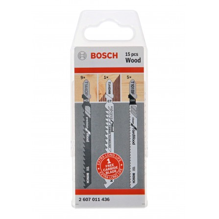 Bosch siaurapjūklio pjūkleliai medžiui, 15 vnt.