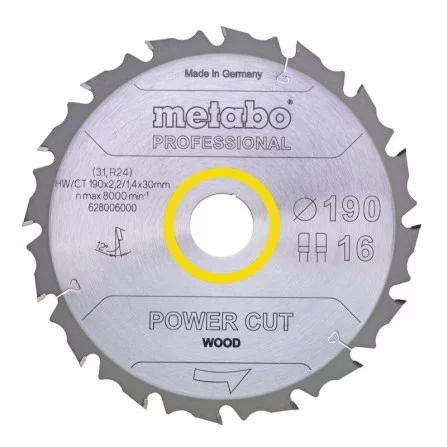Pjovimo diskas Metabo "power cut wood - professional", 165x20 Z14 FZ/FA 10° (628292000)