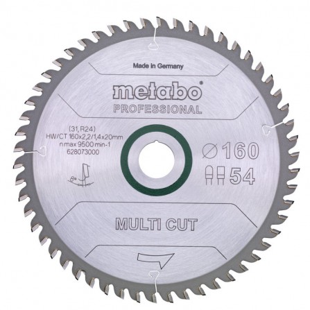 Pjovimo diskas Metabo "multi cut - professional", 165x20 Z54 FZ/TZ 5° (628293000)