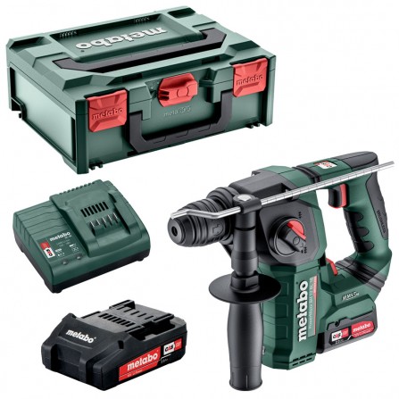 Akumuliatorinio perforatoriaus Metabo PowerMaxx BH 12 BL 16 (600207500) rinkinys, 12 V, 2x2 Ah, įkroviklis, SDS-plus + lagaminas